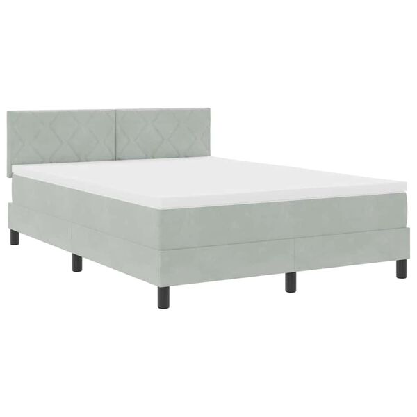 vidaXL Letto a Sorgente LED con led Grigio chiaro 140 x 190 cm Velluto
