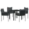 vidaXL Set da Pranzo per Giardino 5 pcs Nero e Grigio Rattan in PE