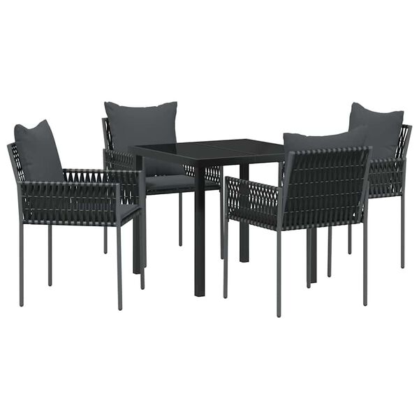 vidaXL Set da Pranzo per Giardino 5 pcs Nero e Grigio Rattan in PE