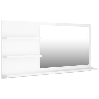 vidaXL Specchio da Bagno Bianco Lucido 90x10,5x45 cm Legno Multistrato
