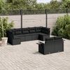 vidaXL Set Divani da Giardino 9 pz con Cuscini Nero in Polyrattan