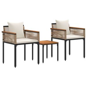vidaXL Set di Mobili da Esterno con cuscino 3 pcs Beige e Bianco Crema