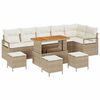 vidaXL Set Divano da Giardino 10 pz 9-Numero di posti Beige e Crema