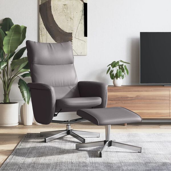 vidaXL Poltrona Reclinabile con Poggiapiedi Grigia in Similpelle