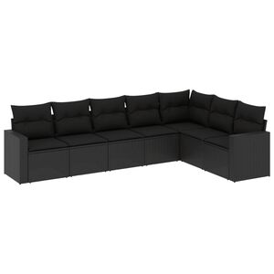 vidaXL Set Divani da Giardino con Cuscini 7pz Nero Polyrattan