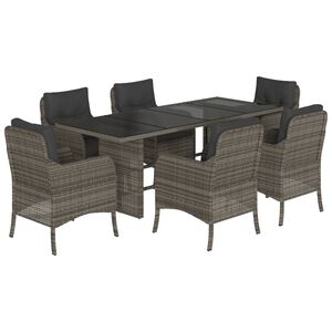 vidaXL Set da Pranzo da Giardino 7 pz con Cuscini in Polyrattan Grigio