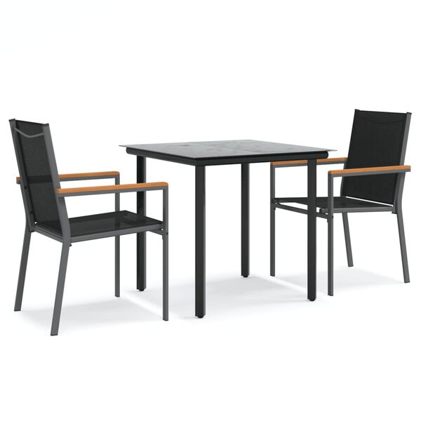 vidaXL Set da Pranzo da Giardino 3 pz Nero in Textilene e Acciaio