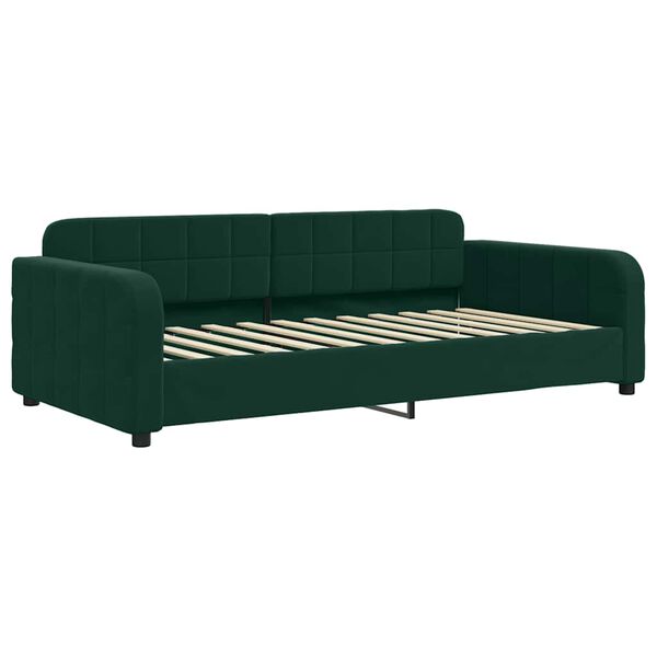 vidaXL Divano Letto con Materasso Verde Scuro 100x200 cm in Velluto