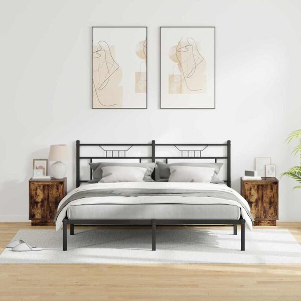 vidaXL Armadio da Notte con 2 pcs Rovere fum&eacute; 39 x 34.5 x 50 cm