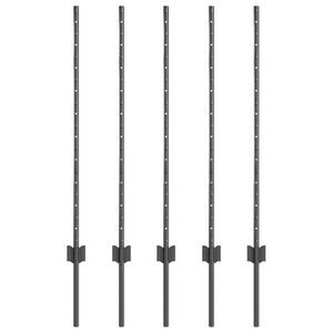 vidaXL Palo della recinzione 5 pcs Grigio 100 cm Acciaio