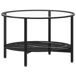 vidaXL Tavolino da Salotto Nero e Marmo Nero 70 cm in Vetro Temperato
