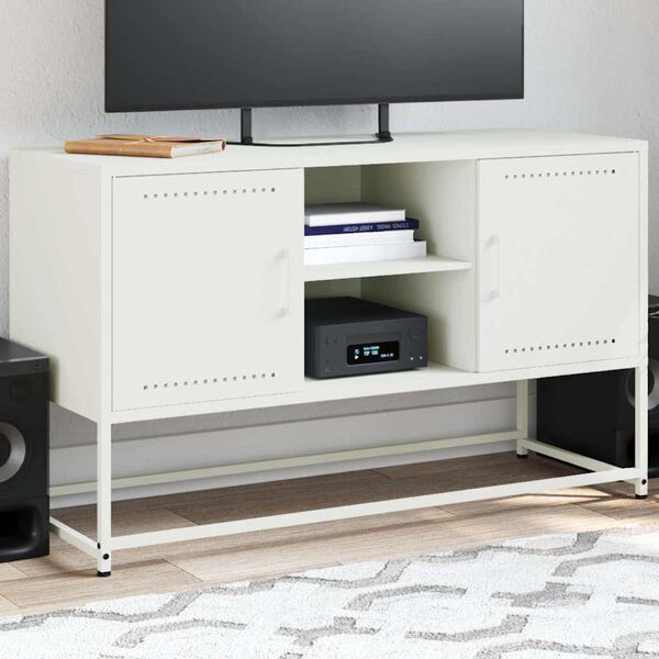 vidaXL Mobile TV Bianco 100,5x39x60,5 cm in Acciaio