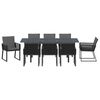 vidaXL Set da Pranzo per Giardino 9 pcs Nero polyrattan