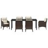 vidaXL Set da Pranzo per Giardino con cuscino 7 pcs Marrone polyrattan