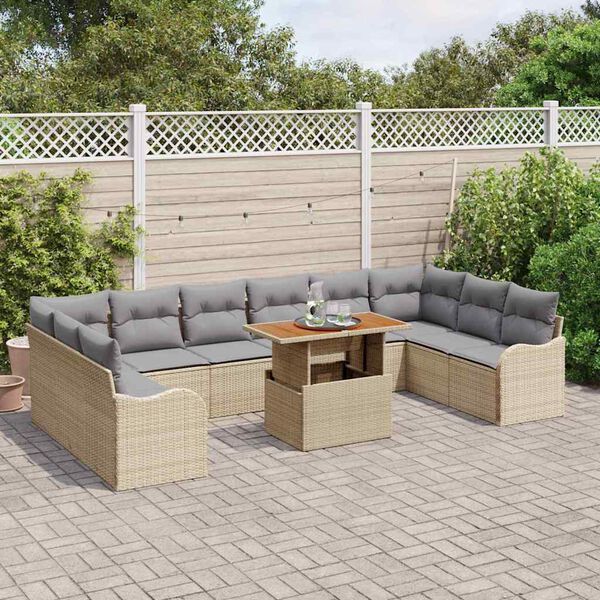 vidaXL Set Divano da Giardino con cuscino 11 pcs beige e grigio chiaro