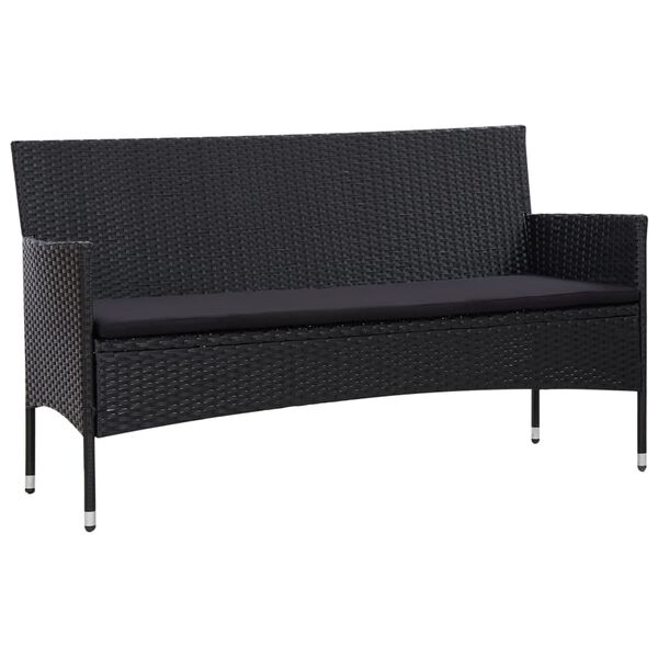vidaXL Set Divani da Giardino 4 pz con Cuscini in Polyrattan Nero