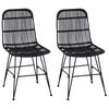 vidaXL Sedia da pranzo 2 pcs Nero 41 x 55 x 85 cm Rattan e acciaio