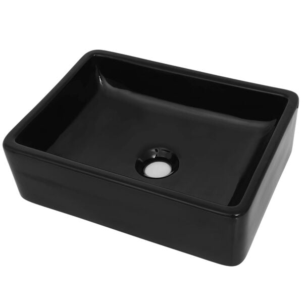 vidaXL Lavandino Rettangolare in Ceramica Nero 41x30x12 cm