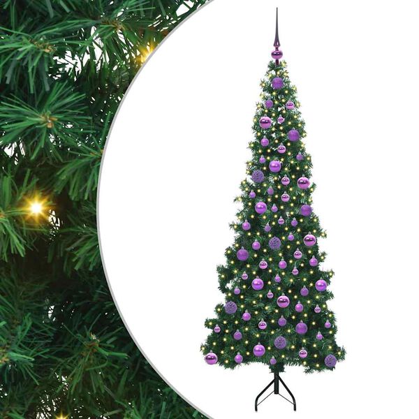 vidaXL Albero di Natale Artificiale Angolare con 300 LED Verde 180 cm