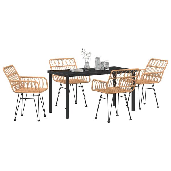 vidaXL Set da Pranzo per Giardino 5 pcs Marrone