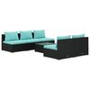 vidaXL Set Mobili da Giardino 6 pz con Cuscini in Polyrattan Nero