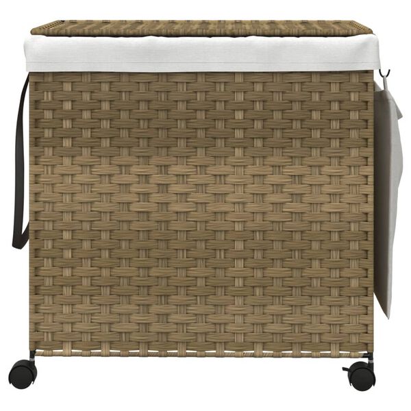 vidaXL Cesto Portabiancheria con Ruote 60x35x60,5 cm Rattan