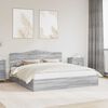 vidaXL Letto con Contenitore con testiera Grigio Sonoma 200 x 200 cm