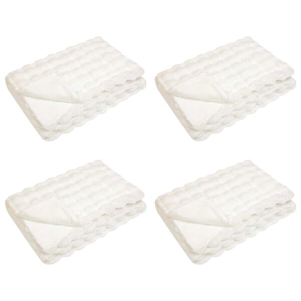 vidaXL Coperta in Pelliccia di Coniglio Finta 4 pcs Bianco