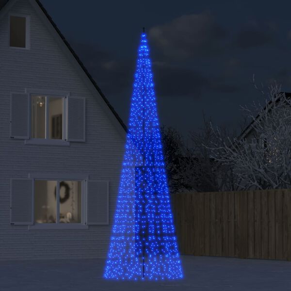 vidaXL Albero di Natale a LED su Pennone 1534 LED Blu 500 cm