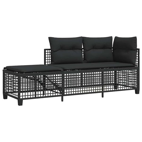 vidaXL Set Divani ad Angolo 3 pz con Cuscini in Polyrattan Nero