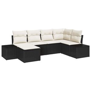 vidaXL Set Divano da Giardino 6 pcs Nero e Crema polyrattan