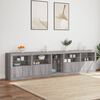 vidaXL Credenza con Luci LED Grigio Sonoma 283x37x67 cm