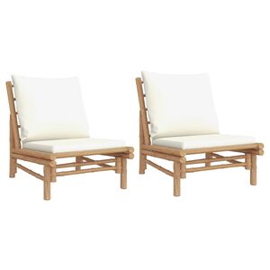 vidaXL Sedie da Giardino 2 pz con Cuscini Bianco Crema in Bamb&ugrave;