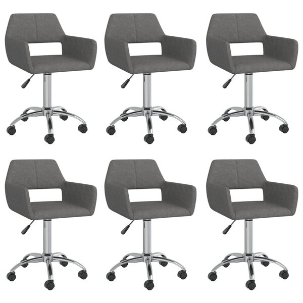 vidaXL Sedie da Pranzo Girevoli 6 pz Grigio Scuro in Tessuto