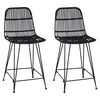 vidaXL Sgabello da bar 2 pz Nero 44 x 54 x 96 cm Rattan e acciaio