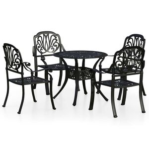 vidaXL Set da Bistrot 5 pz in Alluminio Pressofuso Nero