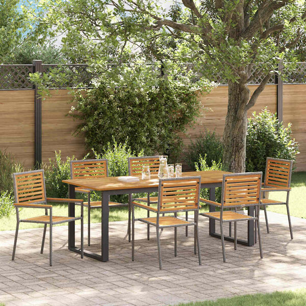 vidaXL Set da Pranzo per Giardino 7 pcs Grigio
