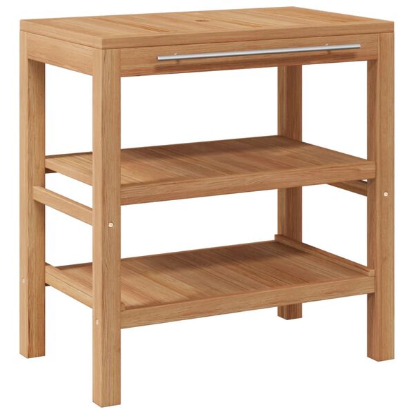 vidaXL Mobile Bagno in Massello di Teak con Lavabi in Pietra di Fiume