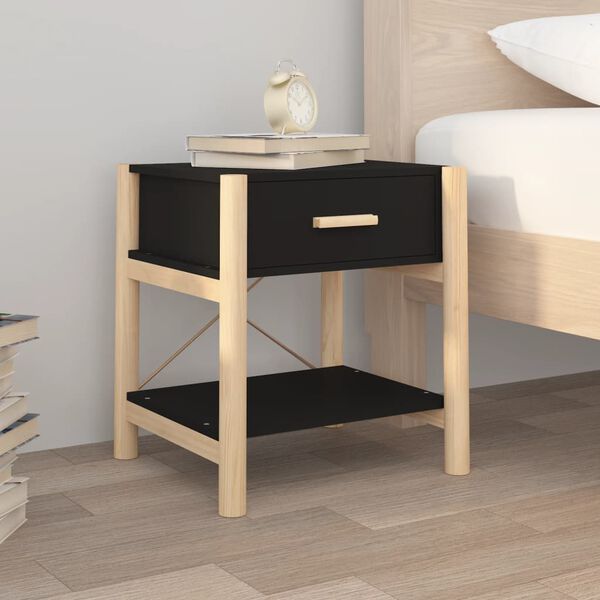 vidaXL Tavolino da Letto Nero 42x38x45 cm in Legno Multistrato