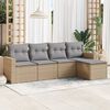 vidaXL Set Divano da Giardino 5 pz con Cuscini Beige in Polyrattan