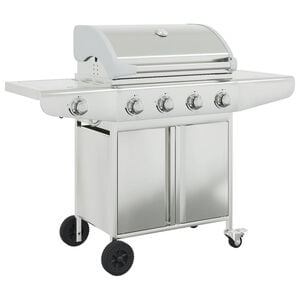 vidaXL Griglia Barbecue a Gas con 5 Bruciatori Argento in Acciaio
