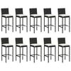 vidaXL Set Bar da Giardino 11 pz con Cuscini in Polyrattan Nero