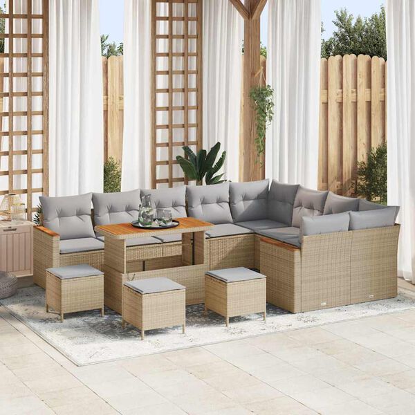 vidaXL Set Divano da Giardino 13 pcs Beige polyrattan