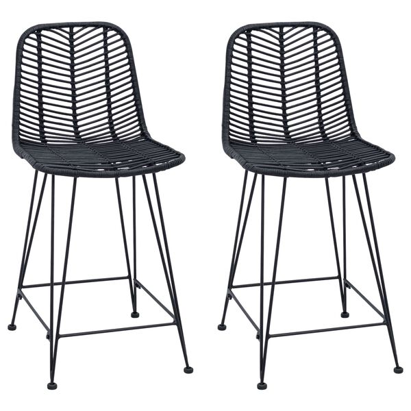 vidaXL Sedia da Bar 2 pcs Nero 44,5 x 54,5 x 97,5 cm Rattan e Ferro