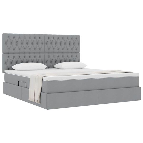 vidaXL Letto con contenitore e materasso Grigio chiaro 160 x 200 cm