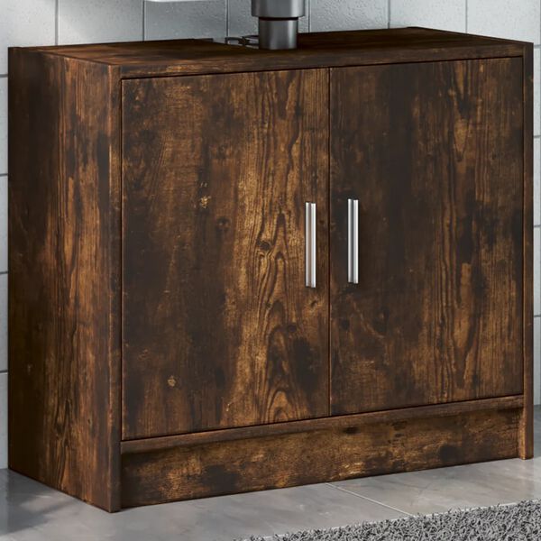 vidaXL Mobile Lavabo Rovere Fumo 63x29x55 cm in Legno Multistrato