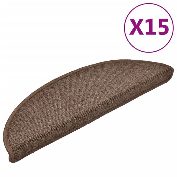 vidaXL Tappetini per scale 15 pz 56x17x3 cm Marrone caffè Semicircolari