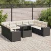 vidaXL Set Divani da Giardino 10pz con Cuscini in Polyrattan Nero