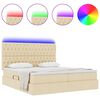 vidaXL Letto con luci a strisce a LED Crema 180 x 200 cm Tessuto