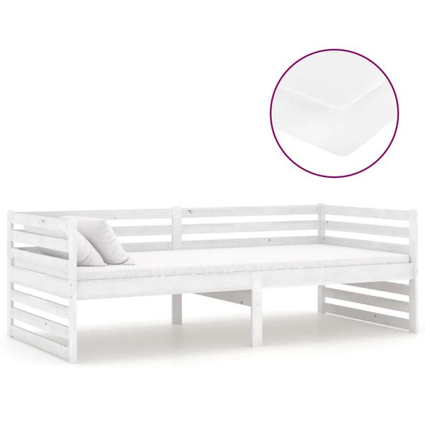 vidaXL Divano Letto con Materasso 90x200 cm Bianco in Legno di Pino